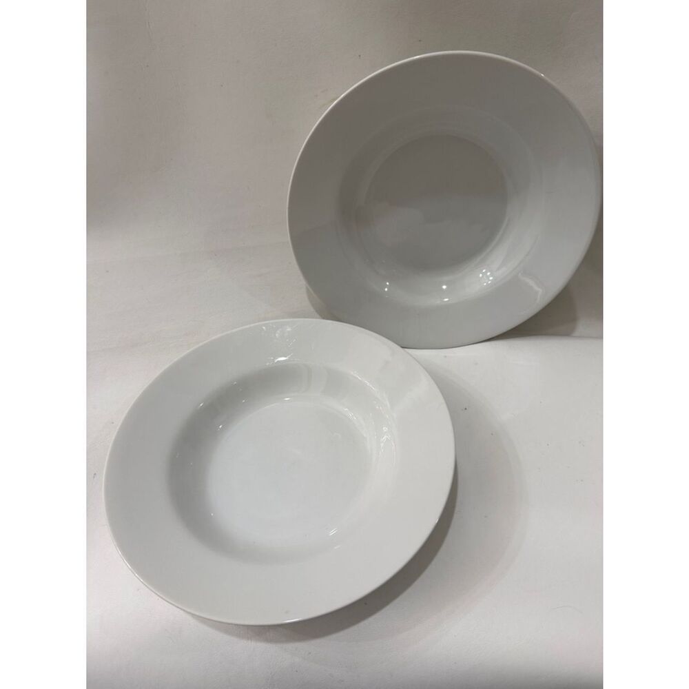 Emeril Wedgwood Porcelain 2 Classic White Ceramic Pasta/Soup Bowls 10 In Round
